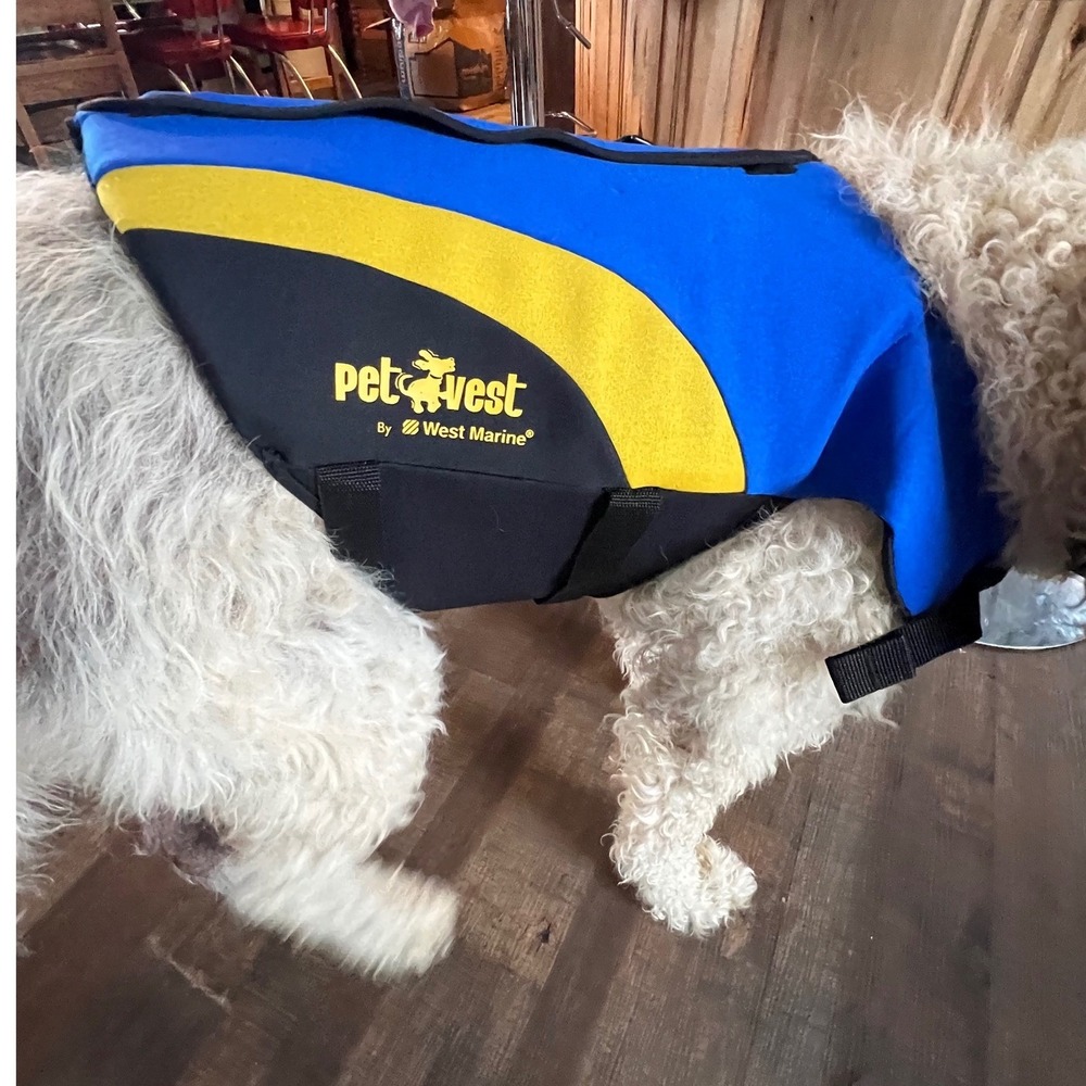 PetVest By West Marine Dog Life Vest Jacket Blue Yellow Safety Pet Gear‎ XL